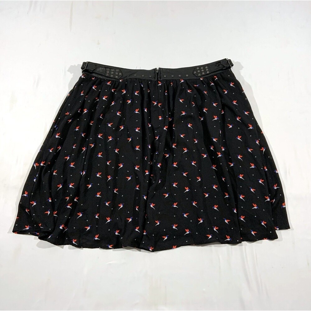 TORRID Black Bird Pleated Skirt Womens Studded Vegan Leather Rave Rock Sz 16
